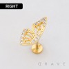 MULTI CZ BUTTERLFY WING TOP PUSHIN (THREADLESS) 316L SURGICAL STEEL LABRET SET